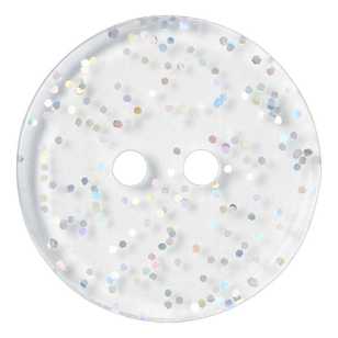 Hemline Clear Glitter 2-Hole 30 Button Silver 19 mm
