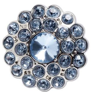 Hemline Silver Setting Diamantes Button Blue 21 mm