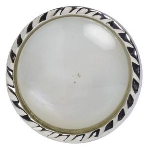 Hemline Round Silver Edge Pearl Button Silver 13 mm