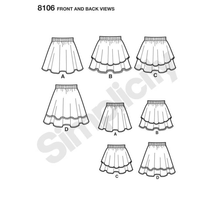 Simplicity Pattern 8106 Learn To Sew Skirts for Girls & Girls Plus 8.5 ...
