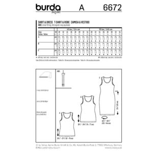 Burda 6672 Women's Shirt and Dress Pattern White 20 - 34