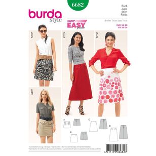 Burda 6682 Women's Skirt Pattern White 10 - 24