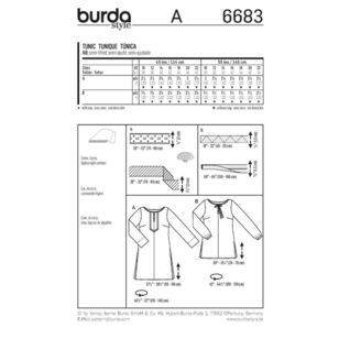 Burda 6683 Women's Tunic Pattern White 10 - 22