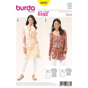 Burda 6683 Women's Tunic Pattern White 10 - 22