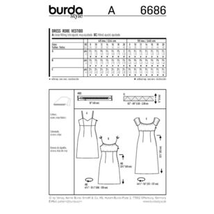 Burda 6686 Women's Dress Pattern White 8 - 20