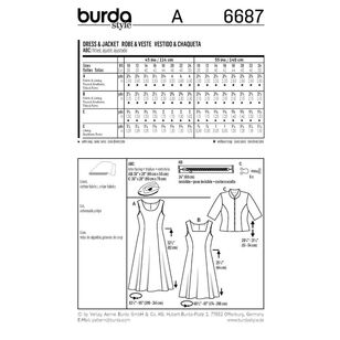 Burda 6687 Women's Dress and Jacket Pattern White 10 - 24