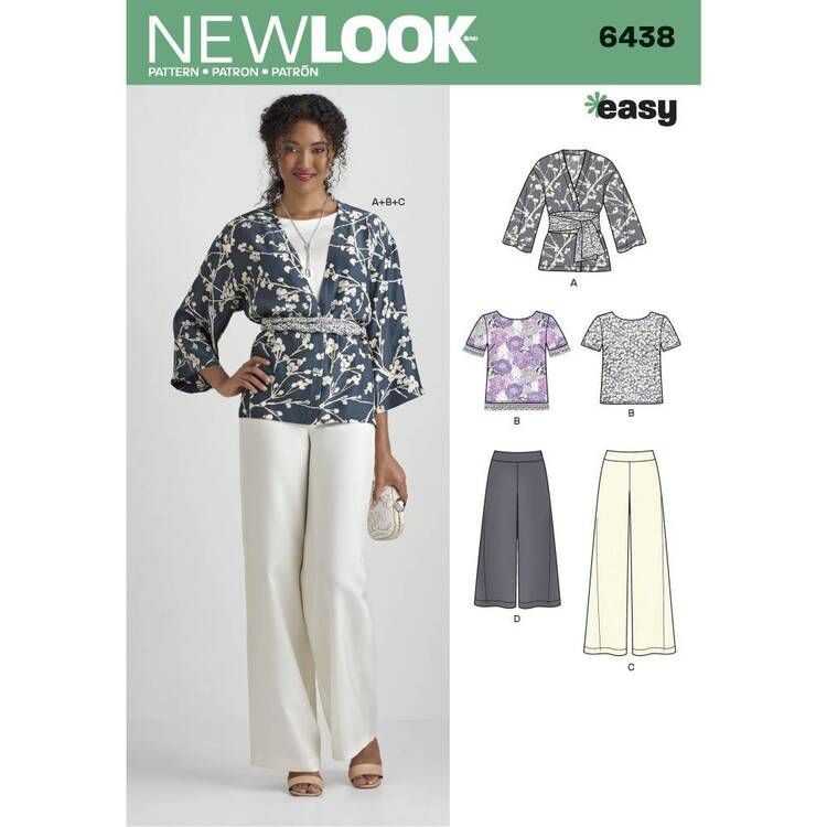 New Look Pattern 6438 Misses' Easy Pants, Kimono, & Top