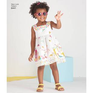 New Look Sewing Pattern 6441 Toddlers' Easy Dresses, Top & Cropped Pants White 6 Months - 4 Years
