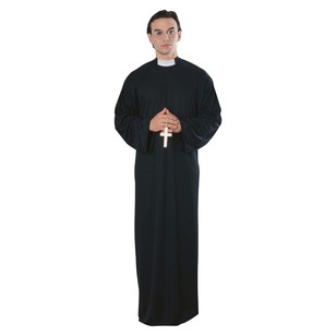 Sparty's Priest Man Costume Black One Size Fits Most