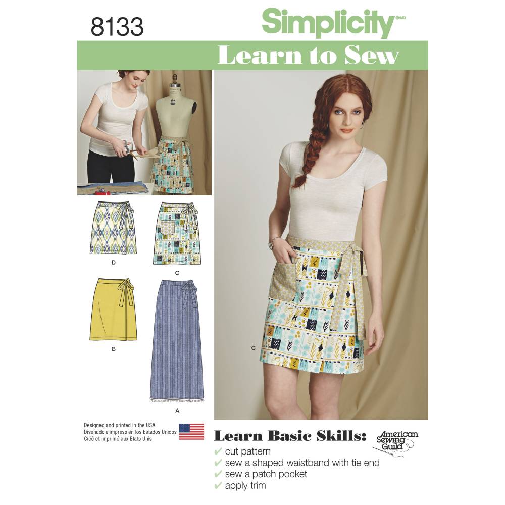 NEW Simplicity Pattern 8133 Misses' Learn To Sew Wrap Skirts By