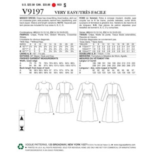 Vogue Pattern V9197 Misses Dresses