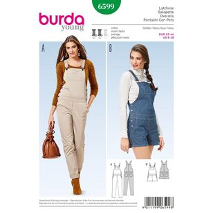 Burda 6599 Women's Overall Pattern White 6 - 18