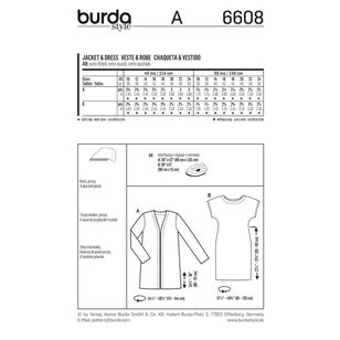 Burda 6608 Women's Jacket and Dress Pattern White 10 - 24