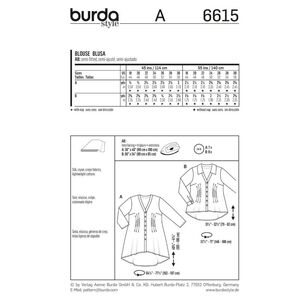 Burda 6615 Women's Blouse Pattern White 18 - 30