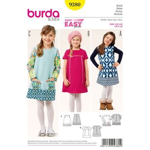Burda 9380 Kids Dress Pattern White 5 - 10 Years
