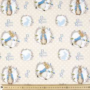 Peter Rabbit Allover Taupe & Blue 112 cm