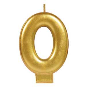 Amscan No. 0 Gold Metallic Numeral Candle Gold