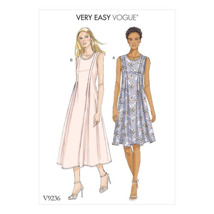 Vogue Pattern V9236 Misses Released-Pleat Fit-And-Flare Dresses 14 - 22
