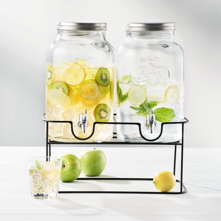 Cooper & Co Twin Drink Dispensers On Stand Clear