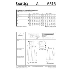 Burda 6516 Misses' Coordinates Pattern White 8 - 20