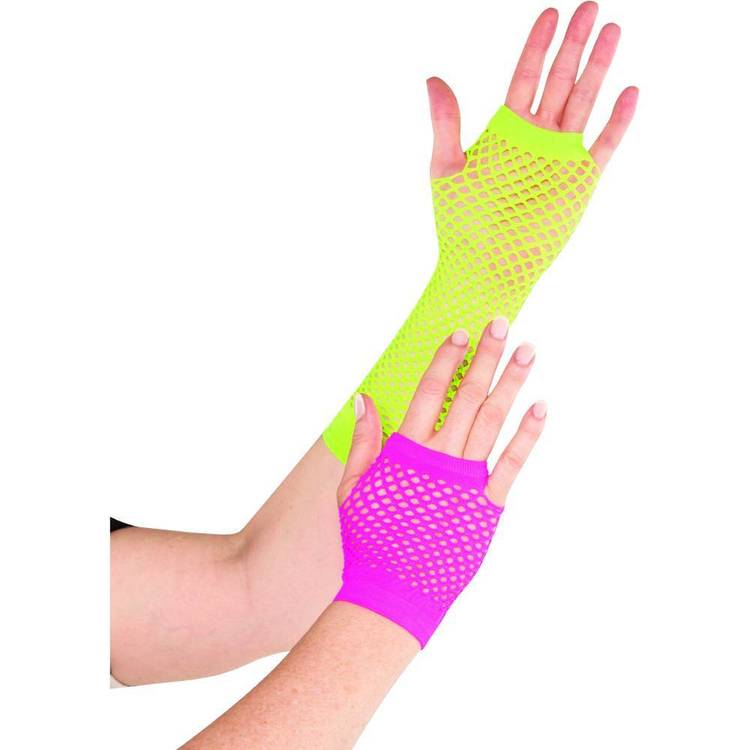 Amscan 80'S Neon Fishnet Gloves Neon