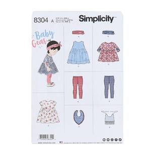 Simplicity Pattern 8304 Leggings, Bibs & Headband XX Small - Large