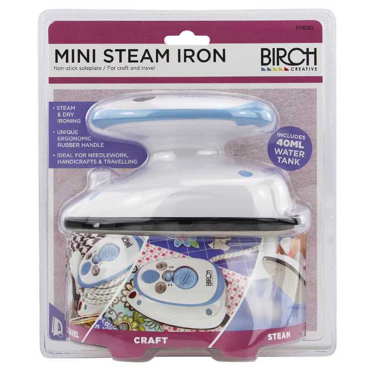 Birch Mini Steam Iron White - Quilting Tools