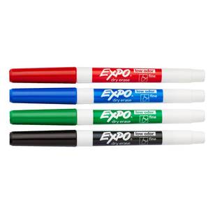Expo Low Odour Fine 4 Pack Whiteboard Marker Multicoloured