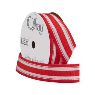 Offray Mono Centre Stripe Ribbon Red 22 mm x 2.7 m