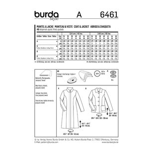 Burda 6461 Misses' Coats Pattern White 8 - 20