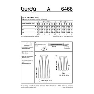 Burda 6466 Misses' Pleated Skirt Pattern White 8 - 20