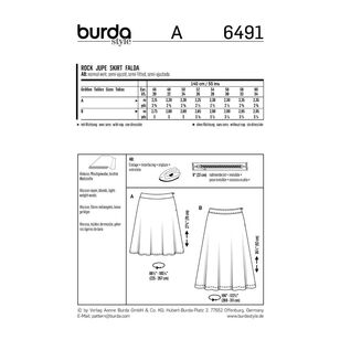 Burda 6491 Misses' Flared Skirt Pattern White 20 - 34