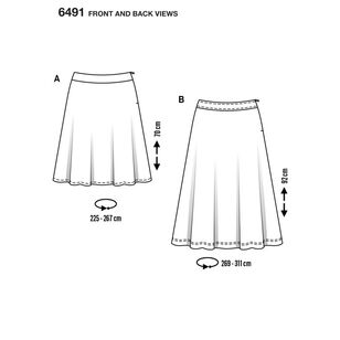 Burda 6491 Misses' Flared Skirt Pattern White 20 - 34