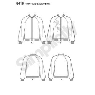 Simplicity Pattern 8418 Misses' Lined Bomber Jacket with Fabric and ...