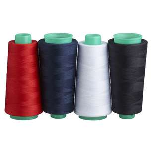 Birch Polyester Overlocking Thread 4 Pack Red, Navy, Black & White 2000 m