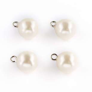 Hemline Round Precious Pearl Button  Ivory