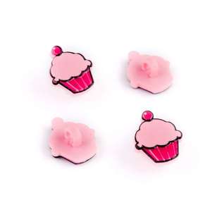 Hemline Novelty Cupcake Button Pink 15 mm