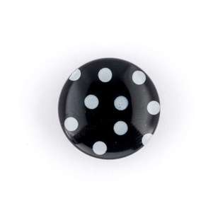 Hemline Polka Dot Printed Button Pack Black 14 mm