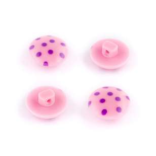 Hemline Polka Dot Printed Button Pack Pink 14 mm