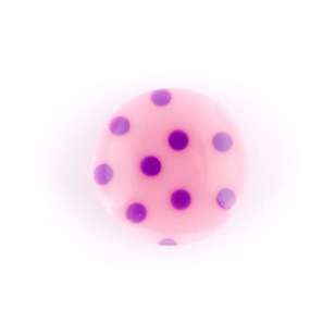 Hemline Polka Dot Printed Button Pack Pink 14 mm