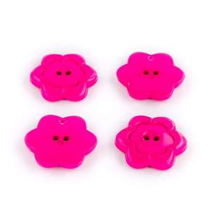 Hemline Novelty Flower Button Hot Pink 25 mm