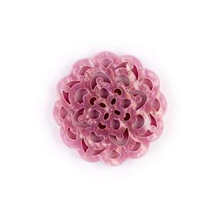 Hemline Carved Flower Button Pink 34 mm