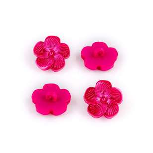 Hemline Novelty Pearled Flower Button Hot Pink 18 mm