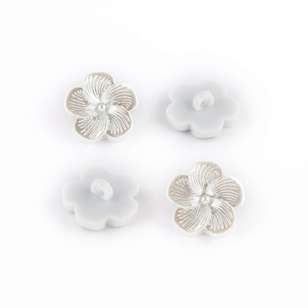 Hemline Novelty Pearled Flower Button White 18 mm