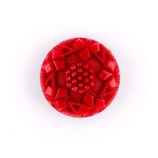Hemline Stone Road Button Red 28 mm
