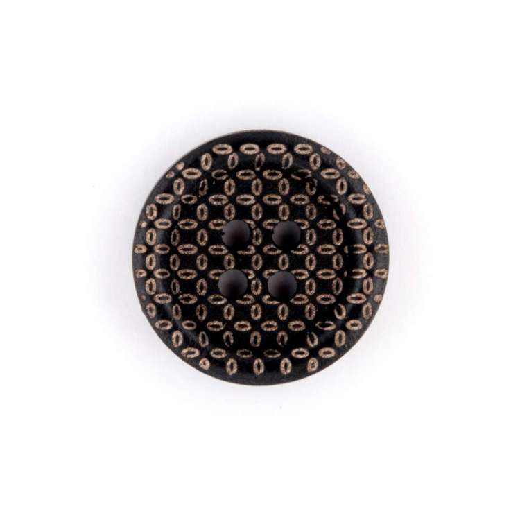 Hemline Weave Pattern Fashion Button Black 18 mm
