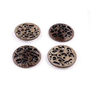 Hemline Cut-out Coconut Swirl Button Natural 44 mm