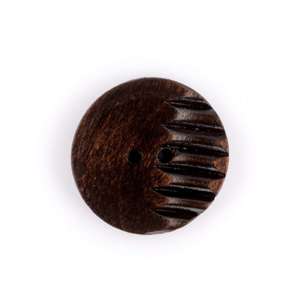 Hemline Half Circle Grooved Button Black 25 mm