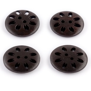 Hemline Petal Print Fashion Button Black 22 mm