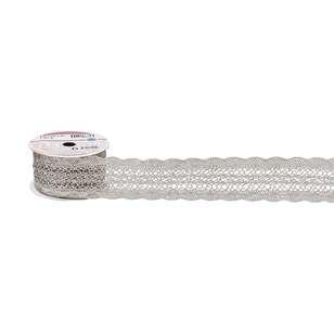 Birch BTS Guipure Lace # 3 Antique Silver 50 mm x 2.56 m